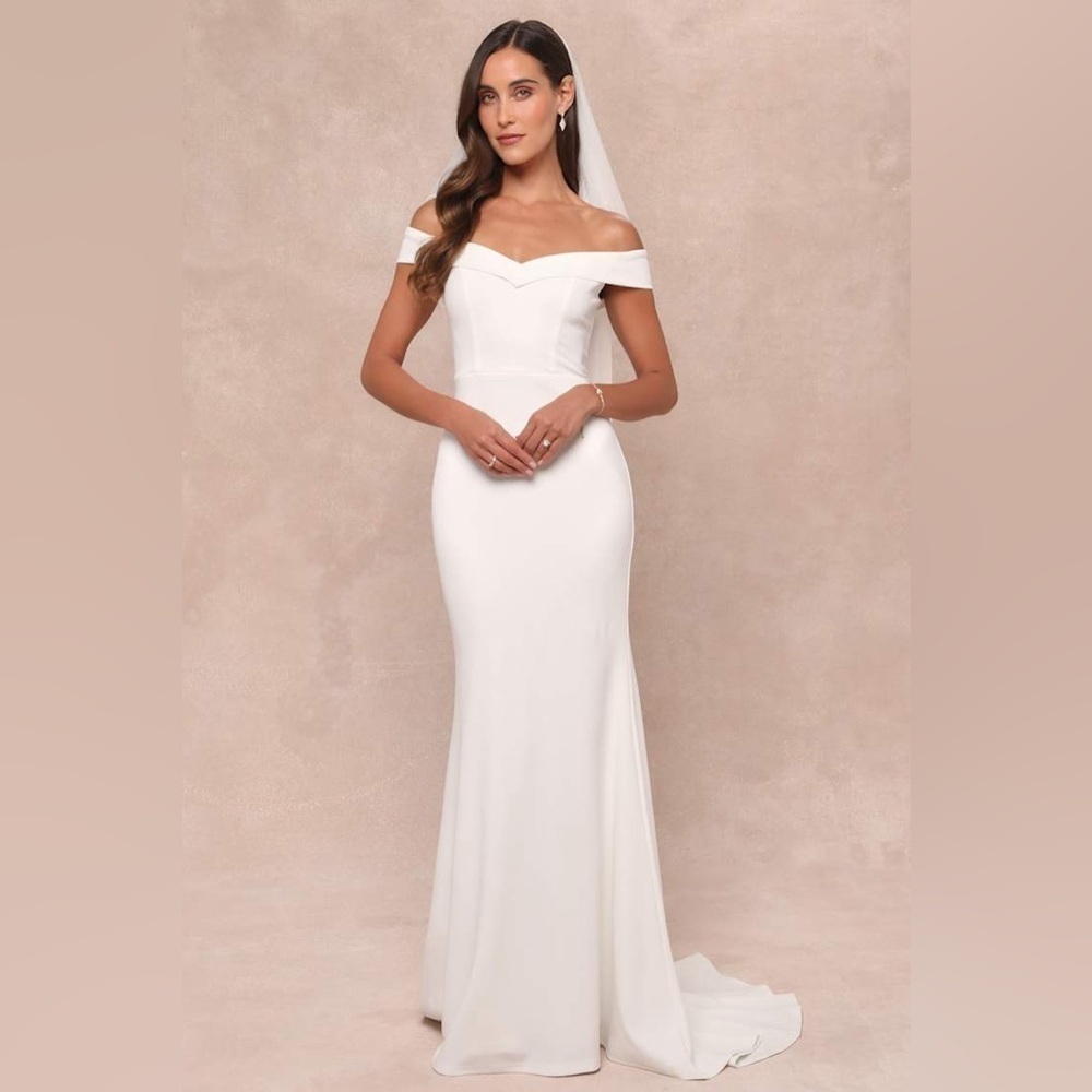 LULU’S Arienne White Off-The-Shoulder Mermaid Maxi Dress - Picture 4 of 5